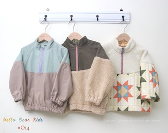 O14/ kids Sewing pattern/PDF sewing pattern/Kids anorak, Kids jumper pattern/ A0 , A4 or letter size and projector file/Layered file/12M~13Y
