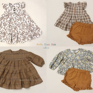 Lot de 4 robes et pantalons à volants / R72 / Patron de couture / Patron de couture PDF / Patron de couture pour enfants / Patron de couture pour bébé / 3 mois ~ 12 ans image 2
