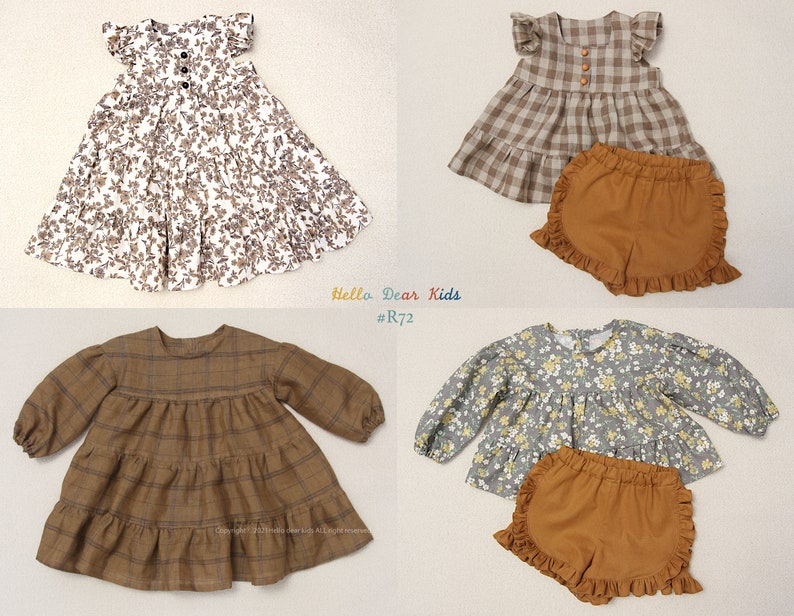 Lot de 4 robes et pantalons à volants / R72 / Patron de couture / Patron de couture PDF / Patron de couture pour enfants / Patron de couture pour bébé / 3 mois ~ 12 ans image 2