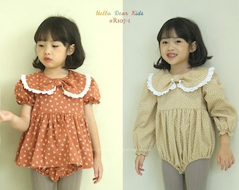 Romper/R107-1/kids Sewing pattern/PDF sewing pattern/ A4 or letter size and Projector file and A0/Layered Sewing Patterns/3M~3T