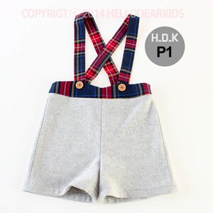 Kid's sewing pattern pdf/Toddler Kid's suspender pants / for Christmas/ overall/ All in one with plaid pattern, sizes 2T to 7 image 2