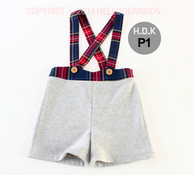 Kid's sewing pattern pdf/Toddler Kid's suspender pants / for Christmas/ overall/ All in one with plaid pattern, sizes 2T to 7 image 2