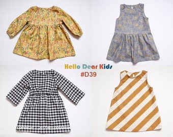 D39 / Kids Sewing pattern /PDF sewing pattern/4 Basic dress - Bundle patterns /baby sewing patterns/Toddler sewing pattern 6M-7years
