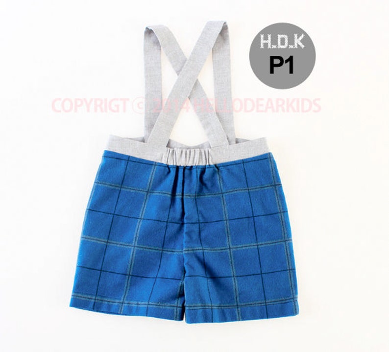 Kid's sewing pattern pdf/Toddler Kid's suspender pants / for Christmas/ overall/ All in one with plaid pattern, sizes 2T to 7 image 4