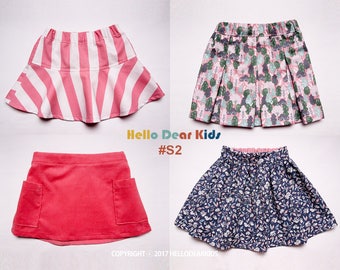 Kids Sewing pattern /PDF sewing pattern/4 Basic skirts - Bundle patterns /baby sewing patterns/Toddler sewing pattern 6M-7years / S2