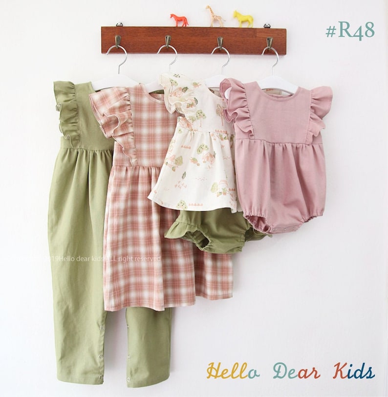 R48/ Sewing pattern / PDF sewing pattern / 4 Bundle romper, dress and bloomer / Kids sewing pattern pattern / baby sewing patterns /3M10Y image 1