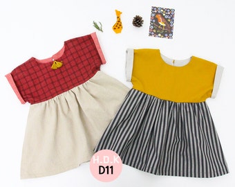 D11/baby sewing pattern pdf/A0 and A4 or letter size/ girls dress / gather dress/ children clothing/Toddler sewing pattern/ 6M-7years