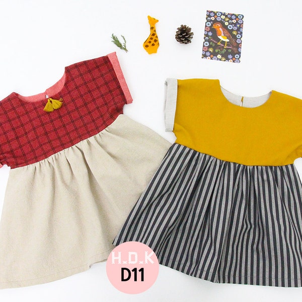 D11/baby sewing pattern pdf/A0 and A4 or letter size/ girls dress / gather dress/ children clothing/Toddler sewing pattern/ 6M-7years