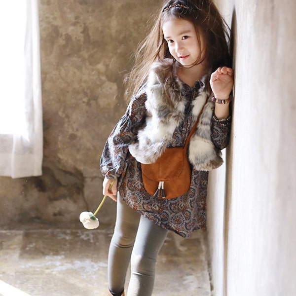 Girls fur vest for Halloween, Everyday, Ethnic, special design! faux fur for Autumn winter 24M~10Years old Made to order