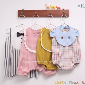 R46/ Sewing pattern / PDF sewing pattern / 4 Bundle pattern/ Baby romper pattern/baby romper with bib /baby sewing patterns / 3M to 2T