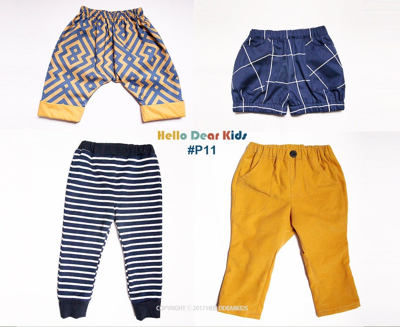 P11/Kids Sewing pattern /PDF sewing pattern/4 Basic pants Bundle patterns /baby sewing patterns/Toddler sewing pattern 6M-7years/ P11 image 1