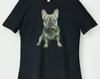 Camiseta divertida de bulldog francés: camiseta con estampado de un perro genial fumando un porro. Camiseta casual unisex.