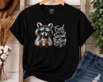Fuel for My Social Battery Hoodie, Funny Raccoon Coffee Hoodie, Introvert Hoodie, Coffee Lover Gift, Independent Trading Co Sweatshirt