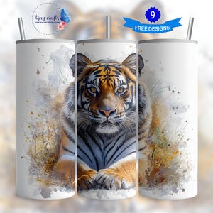 Tiger Seamless Tumbler Wrap 20oz Skinny Tumbler Sublimation Design PNG, Animal Art Tumbler Wrap, Wildlife Tumbler Sublimation