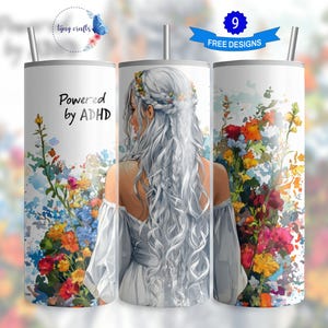 Diseño de envoltura para vaso delgado de 20 oz con tecnología de ADHD Awareness, PNG neurodivergente, diseño de sublimación, descarga digital SOLAMENTE