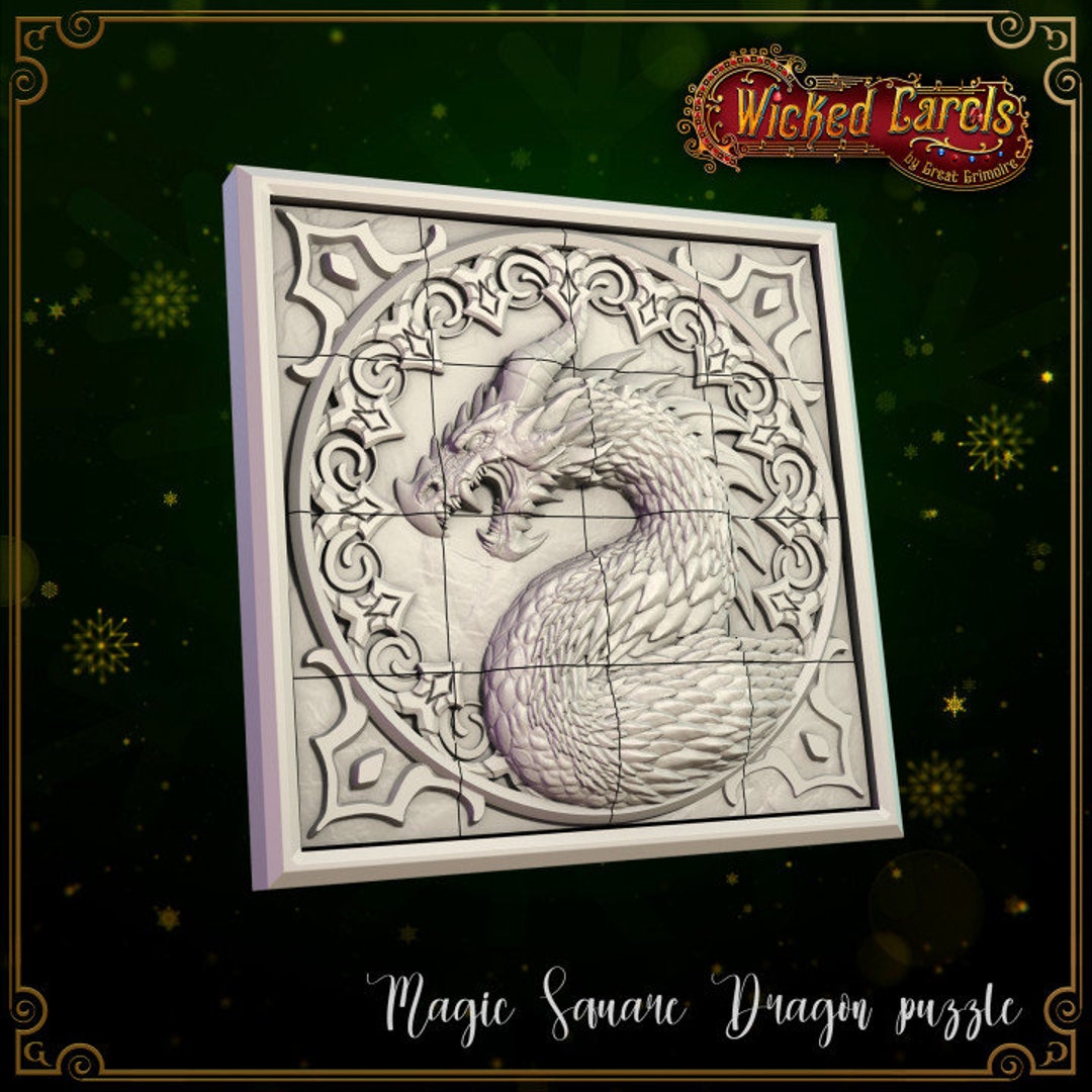 Unpainted Great Grimoire Magic Square Dragon Puzzle Holiday Miniature