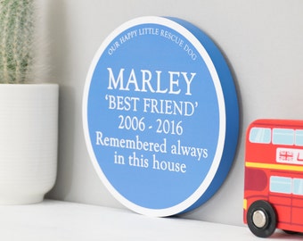 Personalised Pet Remembrance Blue Plaque | Pet Lover | Pet Loss | Dog Lover | London Gift | Wooden Sign | Heritage Plaque | London Sign
