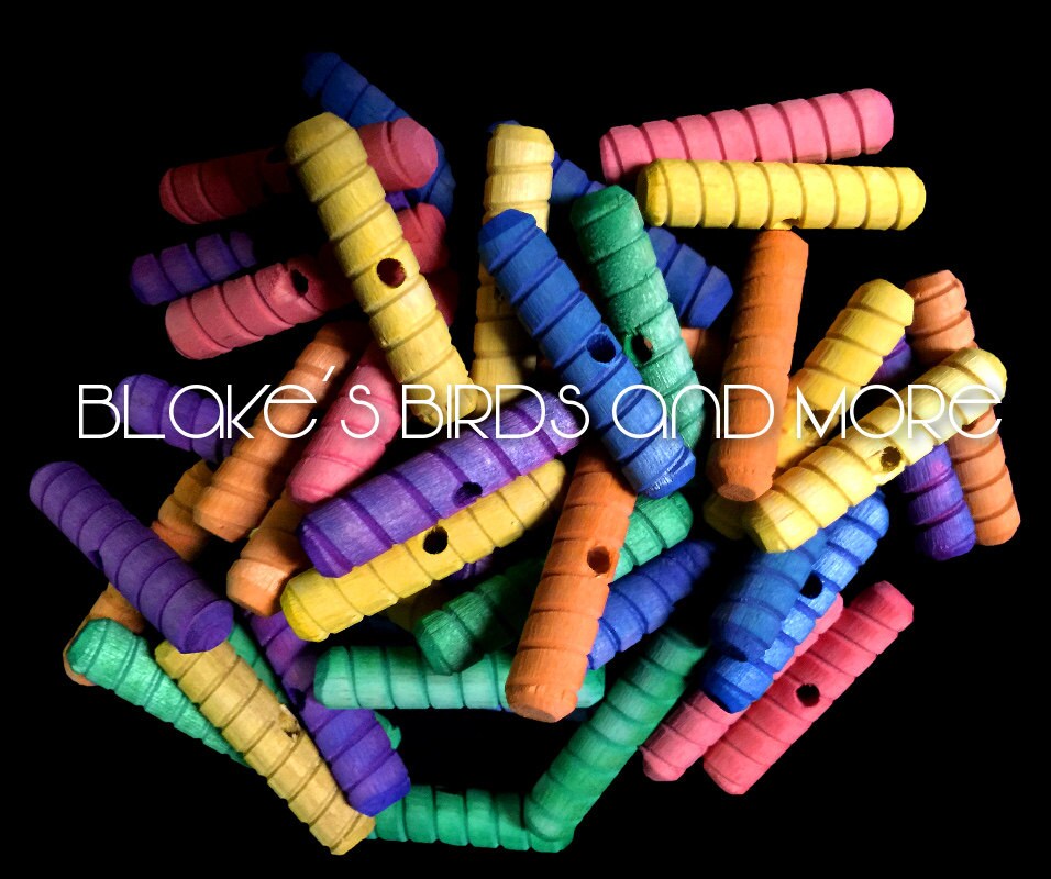30 Pc. Colored Wood Bird Toy Parts 2 Spiral Logs Parrot Etsy