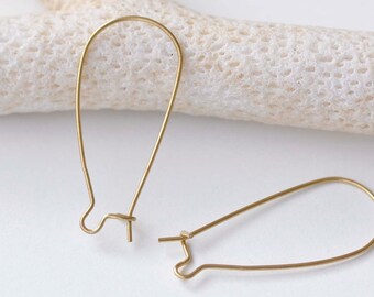 50pcs Gold Tone Brass Kidney Earwire Hoop Earring Findings Lead Free Craft 43mm