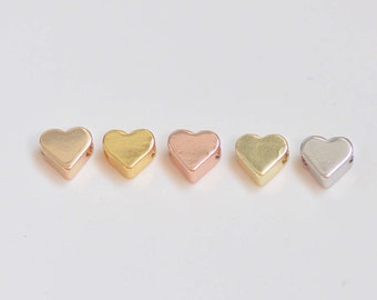 Anti Tarnish 14k Gold/24K Champagne Gold/Rose Gold/Platinum Tiny Blank Heart Spacer Beads  6x7mm