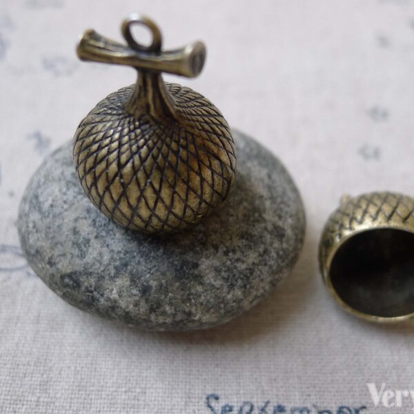 Tassel Caps Bead Cap Antique Bronze Solid Acorns Pendants 19x24mm Set of 5 A6750