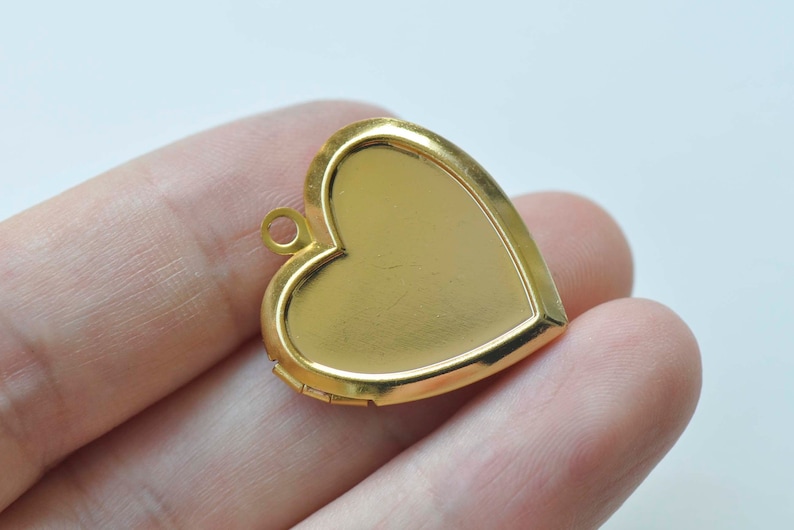 4 pcs Flat Back Bezel Heart Photo Locket Charms Pendants Shiny Gold/Rose Gold/Platinum/Gunmetal/Silver/Brushed Bronze image 5