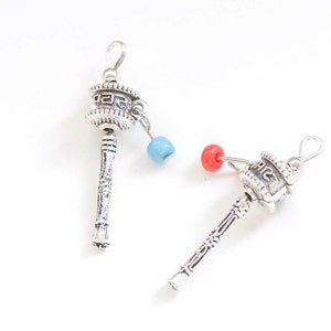 10 pcs of Antique Silver Prayer Wheel Charms Size 30mm