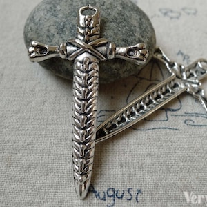 10 pcs Antique Cross Sword Connector Pendants Charms Size 33x52mm A6568