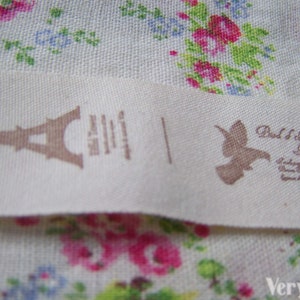 5.46 Yards (5 meters) Eiffel Tower Key Rose Flower And Bird Print Cotton Ribbon Label String A2532