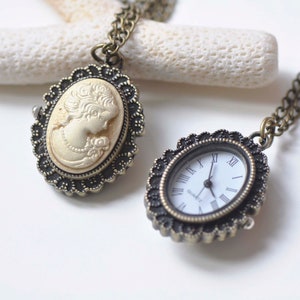1 PC Oval Resin Lady/Flower Cameo Vintage Style Pocket Watch Pendant