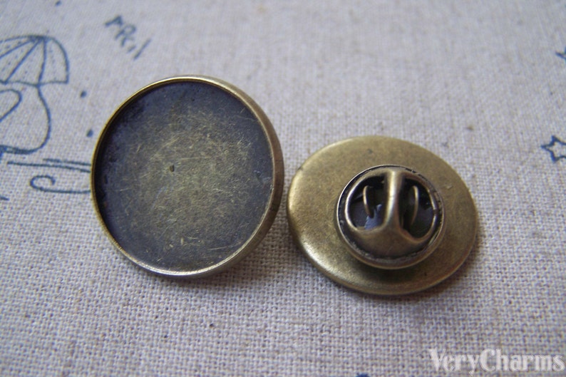 Tie Tack Clutch Round Bronze Lapel Pin Brooch Blank Match 20mm Etsy