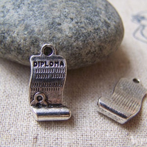 20 unids de plata antigua Diploma Scroll encantos 10x18mm A1327