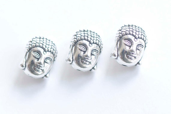 20 Pcs Le Perle Separate Dalla Testa Di Buddha Perline D'argento