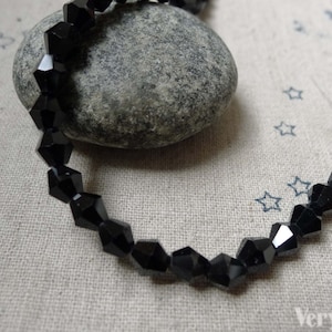 One Strand of Black Crystal Bicone Faceted Glass Beads  6mm A5864