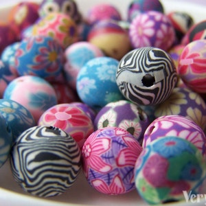 Polymer Clay Round Flower Beads Assorted Color 6mm/8mm/10mm/12mm/14mm/16mm