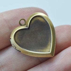 4 pcs Flat Back Bezel Heart Photo Locket Charms Pendants Shiny Gold/Rose Gold/Platinum/Gunmetal/Silver/Brushed Bronze image 10