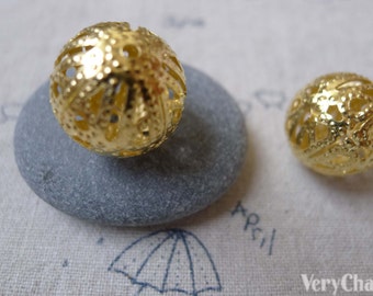 Gold Filigree Metal Ball Spacer Beads Large Ball Size 18mm