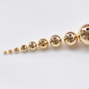 18K Gold Plated Seamless Round Loose Beads Smooth Spacer Beads 2mm-12mm Set of 20