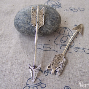 10 pcs of Antique Silver Long Arrow Pendants 11.5x63mm A2365