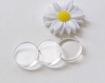 Flat Glass Tiles Transparent Round Glass Cover Pendant Cabochon 10mm/12mm/14mm/16mm/20mm/25mm/30mm/40mm