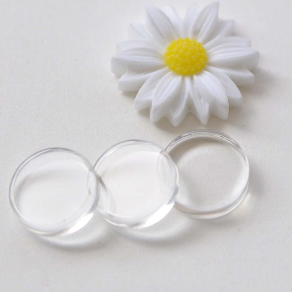 Flat Glass Tiles Transparent Round Glass Cover Pendant Cabochon 10mm/12mm/14mm/16mm/20mm/25mm/30mm/40mm