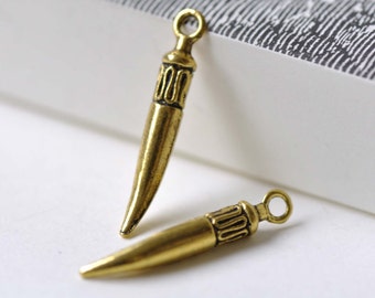 20 piezas oro antiguo cuerno encantos colgantes 26mm A7796