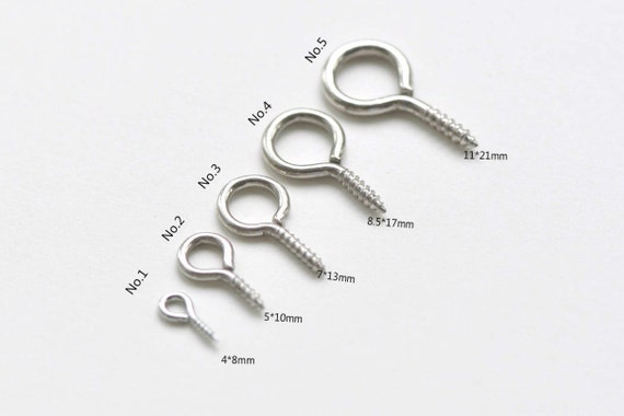 Large Screw Eye Pins Hooks Bails Platinum White Gold Tone 8mm/10mm