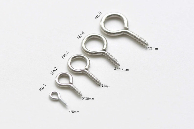 Large Screw Eye Pins Hooks Bails Platinum White Gold Tone Etsy