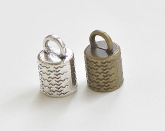 Antique Bronze/Antique Silver Bead Tassel Caps Cord Ends  11x18mm Set of 10