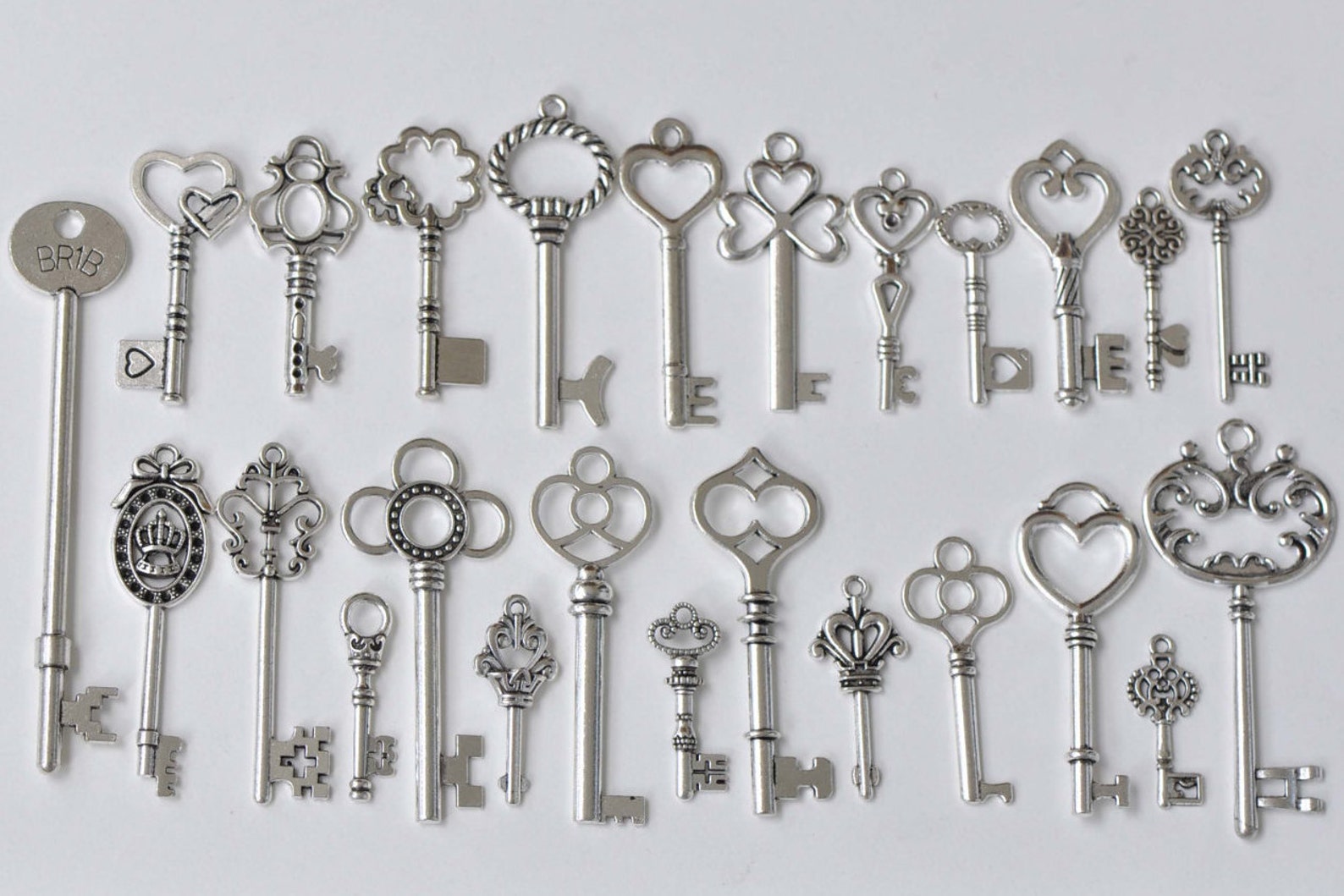 Antique Silver Large Skeleton Key Charms Pendants Collection Etsy