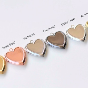 4 pcs Flat Back Bezel Heart Photo Locket Charms Pendants Shiny Gold/Rose Gold/Platinum/Gunmetal/Silver/Brushed Bronze image 2