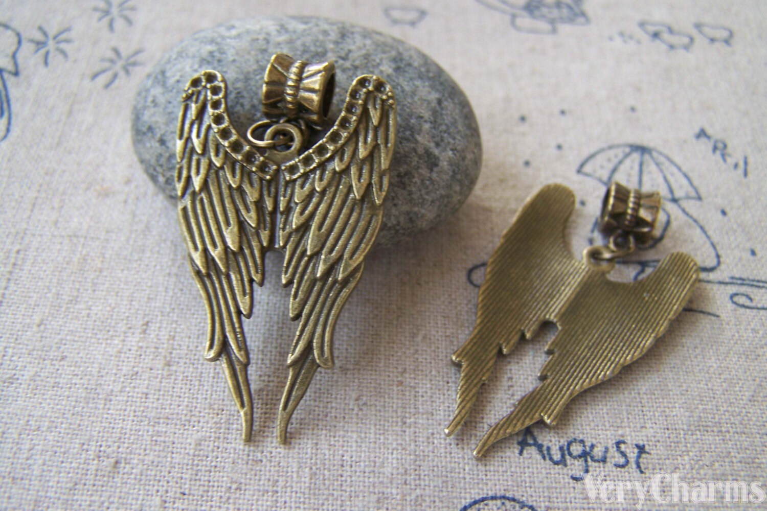 10 Pcs of Antique Bronze Angel Wings Charms Pendants 39mm Etsy