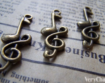 10 unids de bronce antiguo doble música nota encantos 11x32mm A1695