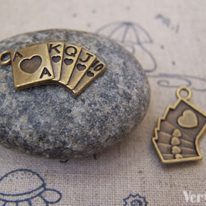 20 pcs de cartes de bronze antiques Royal Flush Charms 13x20mm A5197